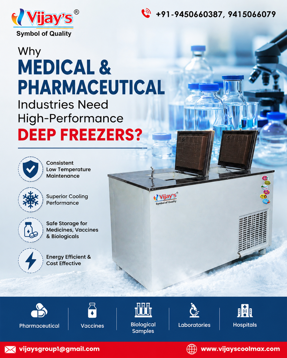 Why Medical & Pharmaceutical Industries Need High-Performance Deep Freezers?